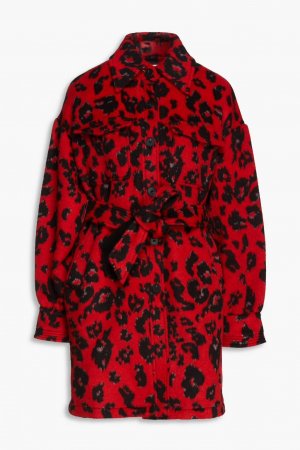 Пальто Manon из смесового фетра с леопардовым принтом и поясом, красный Diane von Furstenberg