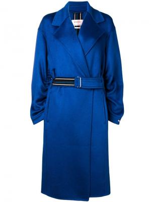 Однобортное пальто с поясом Sportmax. Цвет: синий