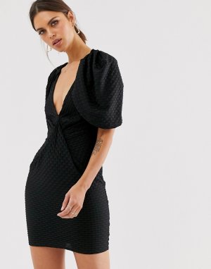 Фактурное платье мини с кейпом -Черный ASOS DESIGN