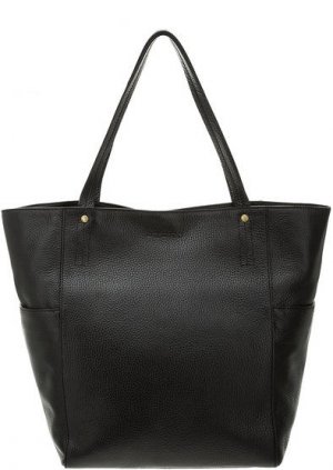 Вместительная кожаная сумка с карманами Azaro. Цвет: черный