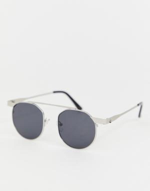 Серебристые солнцезащитные очки в круглой оправе Jeepers Peepers. Цвет: серебряный