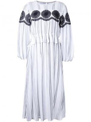 Платье миди в полоску Muveil. Цвет: белый