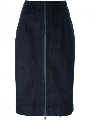Джинсовая юбка-карандаш на молнии Tomas Maier. Цвет: синий