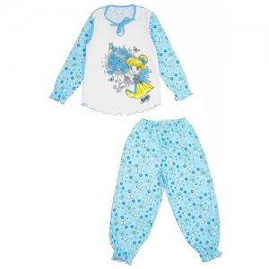 Пижама эста для девочки размер 116, голубой, белый Эста-esta. Цвет: белый/голубой