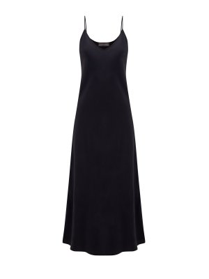 Платье в бельевом стиле из гладкого ацетата и шелка LORENA ANTONIAZZI. Цвет: черный