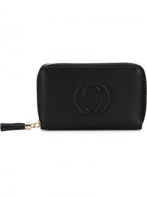 Embroidered logo zip purse Outsource Images. Цвет: чёрный