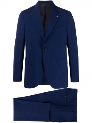 Костюм узкого кроя с однобортным пиджаком Gabriele Pasini. Цвет: синий