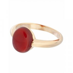 Кольцо помолвочное , агат, размер 18, красный Lotus Jewelry. Цвет: красный