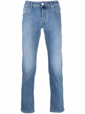Stonewashed slim cut jeans Incotex. Цвет: синий