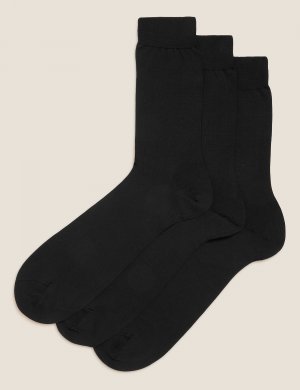 Носки из чистого хлопка, 3 шт. , черный Marks & Spencer