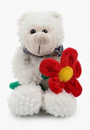 Игрушка мягкая Magic Bear Toys Мишка Вилли в платочке с цветком,18см. Цвет: белый