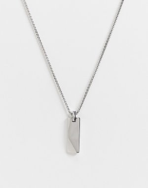 Серебристое ожерелье с прямоугольным кулоном из нержавеющей стали -Серебристый Icon Brand