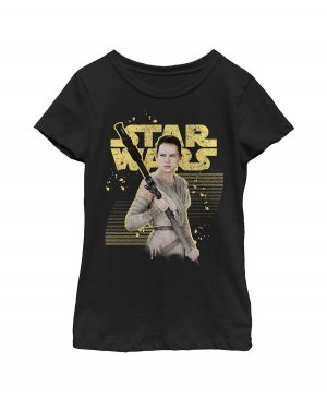 Детская футболка с горизонтальными линиями в стиле ретро «Звездные войны. Пробуждение силы Рей» для девочек. Disney Lucasfilm