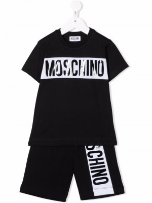Logo-print cotton tracksuit set Moschino Kids. Цвет: черный