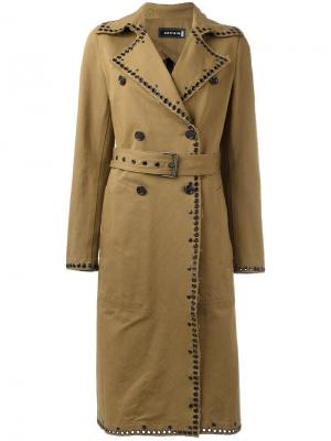 Пальто с поясом Ahirain. Цвет: коричневый