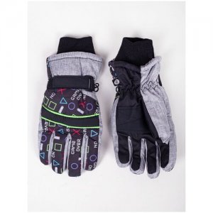 Перчатки зимние, подкладка, размер 14, мультиколор Yo!. Цвет: черный/серый/мультиколор