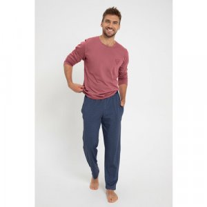 Пижама , лонгслив, брюки, размер XL, бордовый Taro. Цвет: бордовый