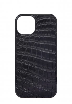 Чехол для iPhone 13 из кожи крокодила BARDINI. Цвет: черный