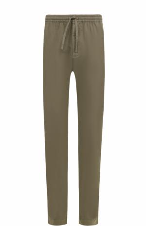 Хлопковые брюки прямого кроя с поясом на резинке Tomas Maier. Цвет: светло-зеленый