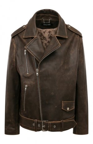 Кожаная куртка Molly Moss. Цвет: коричневый