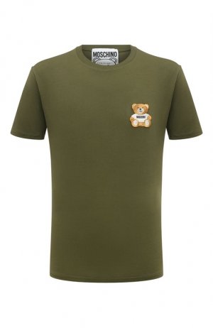Хлопковая футболка Moschino. Цвет: зелёный
