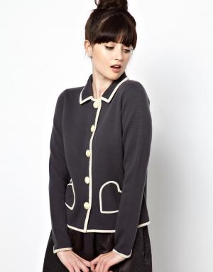Трикотажный пиджак с карманами в форме сердца Milano Orla Kiely. Цвет: серый сланец