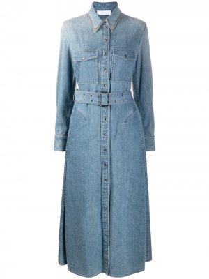 Расклешенное джинсовое платье-рубашка Chloé. Цвет: синий