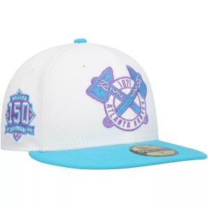Мужская приталенная шляпа New Era White Atlanta Braves Vice 59FIFTY