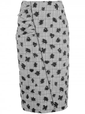 Юбка асимметричного кроя с цветочным принтом Jason Wu Collection. Цвет: черный