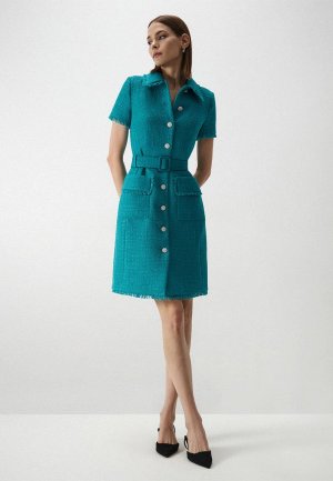 Платье Charuel BUTTON TWEED DRESS. Цвет: голубой