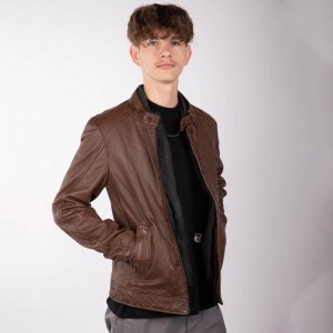 Мужская коричневая кожаная куртка OAKWOOD