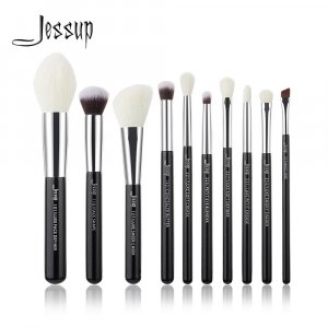 Набор профессиональных кистей для макияжа, 10 шт (Black / Silver) Jessup