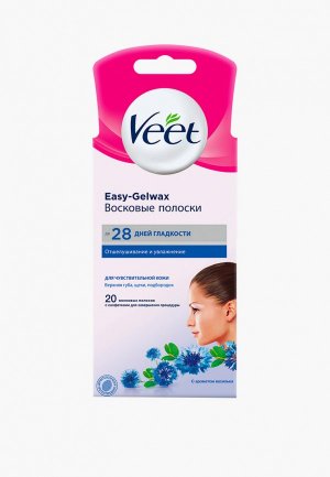 Полоски для депиляции Veet Восковые чувствительной кожи (для лица) Easy Gel-wax, 20шт. Цвет: прозрачный