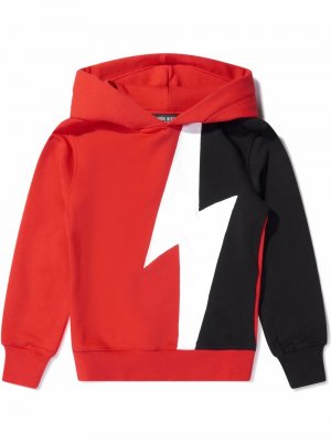 Lightning bolt-print cotton hoodie Neil Barrett Kids. Цвет: красный