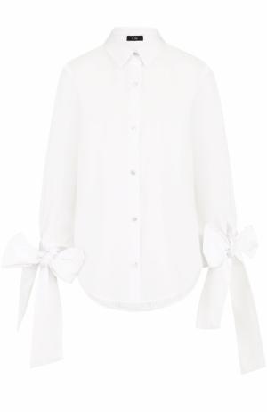 Хлопковая блуза свободного кроя с бантами на рукавах Clu. Цвет: белый