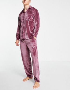 Велюровая пижама фиолетового цвета -Фиолетовый цвет ASOS DESIGN