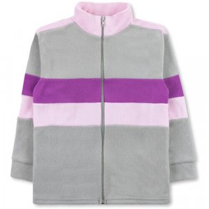 Толстовка для девочки - Серый; Фиолетовый Полоски , размер 134-140 Юлала. Цвет: розовый/серый