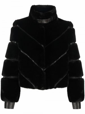 Куртка из искусственного меха со вставками Patrizia Pepe. Цвет: черный