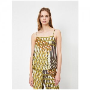 Блузка-топ WOMEN, 0YAK33974EW, цвет: KHAKI DESIGN, размер: 42 KOTON. Цвет: белый/зеленый