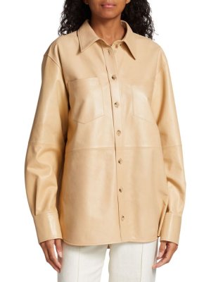 Кожаная куртка-рубашка оверсайз , цвет Butter Helmut Lang