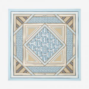 Платок Montage Print Silk, голубойбежевый Burberry