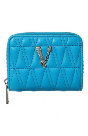 Кожаное портмоне Versace. Цвет: голубой