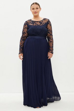 Платье макси с длинными рукавами и вышивкой больших размеров , темно-синий Coast