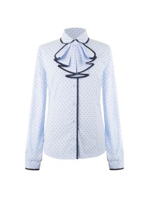 Блузка для девочки с длинным рукавом 7 одежек. Цвет: синий, голубой