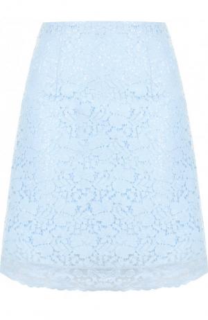 Однотонная кружевная мини-юбка Blugirl. Цвет: голубой