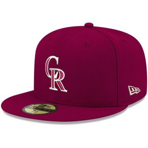 Мужская белая приталенная шляпа New Era Cardinal Colorado Rockies Logo 59FIFTY