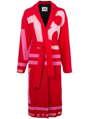 Жаккардовое пальто Identity MSGM. Цвет: красный