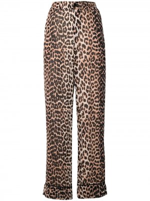 Прямые брюки с леопардовым принтом GANNI. Цвет: нейтральные цвета
