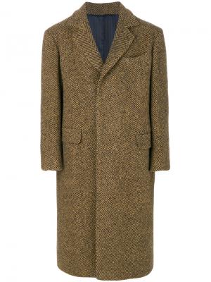 Твидовое пальто с узором елочкой Mp Massimo Piombo. Цвет: none