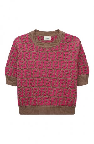 Пуловер из хлопка и шерсти Fendi. Цвет: розовый